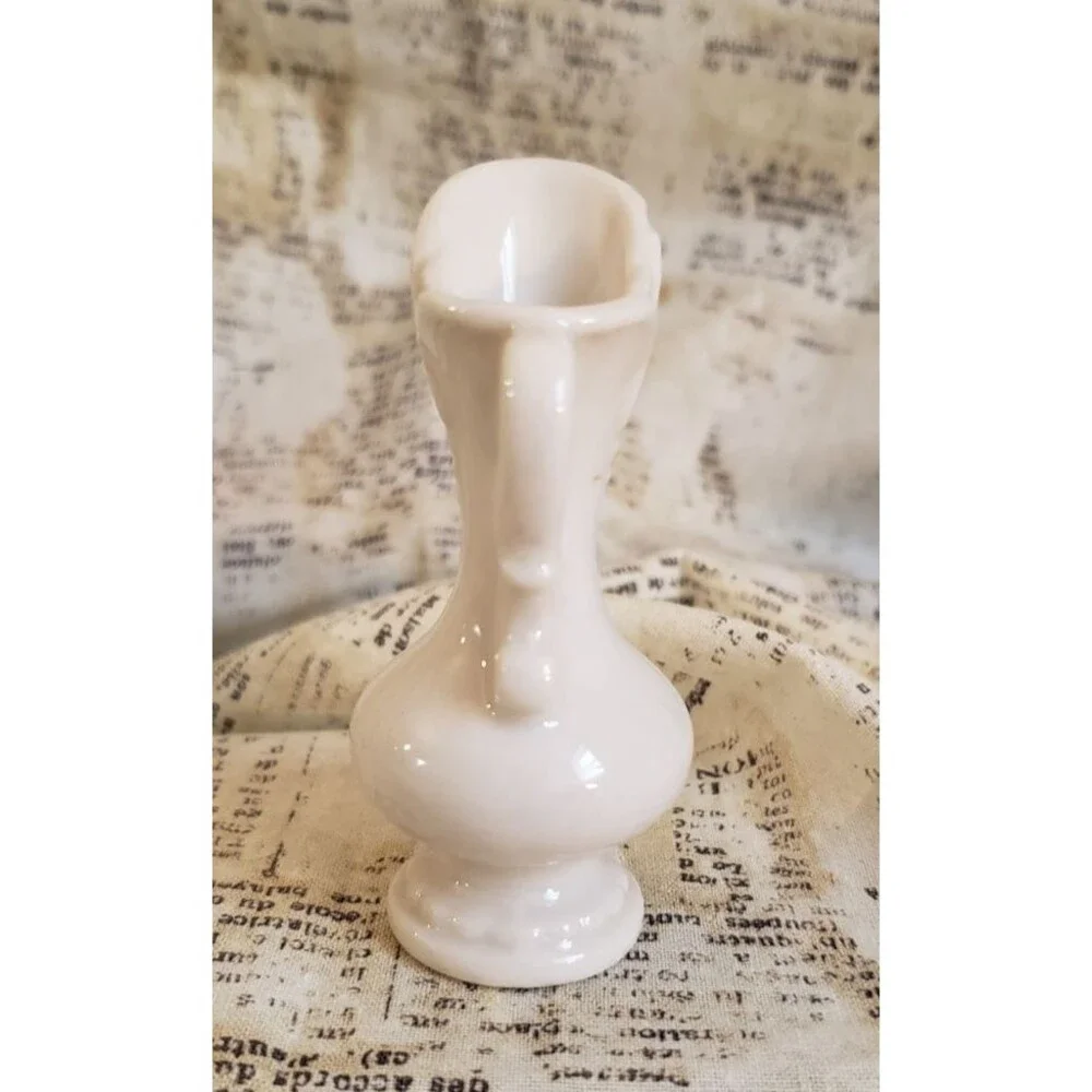 Artsy, Cottagecore, - Vintage Miniature White Water Pitcher w/ Delicate Patterns